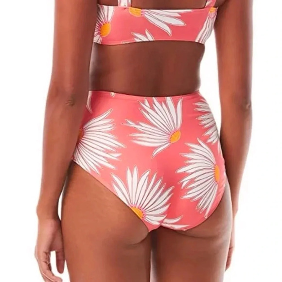 Kate spade Falling Flower High Waist Bikini Bottom in Lychee Coral Size M NWT - Picture 4 of 9